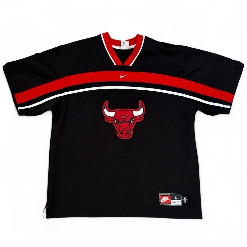 Vintage Nike Chicago Bulls Warm Up Shooting Jersey Men's Large Center Swoosh 90s